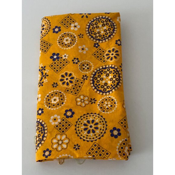 Fabric Bandana Print Orange Brown Quilting Sewing Cloth Arts Crafts Remnant VTG - Picture 7 of 11